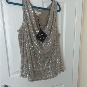 Ava & Viv Silver Sequin Women's Top